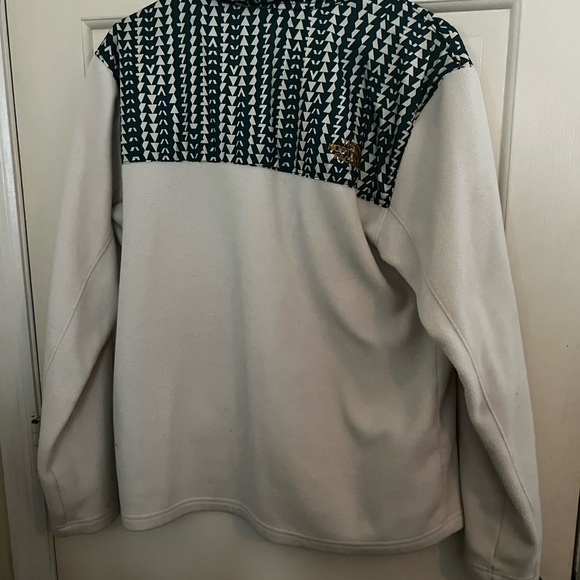 THE NORTH FACE off white FLEECE W/ GREEN YELLOW DETAIL 1/2 ZIP MEN’S SZ Large - Picture 4 of 5
